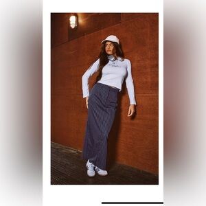 NWT PLT Woven maxi skirt Navy  Pinstripe